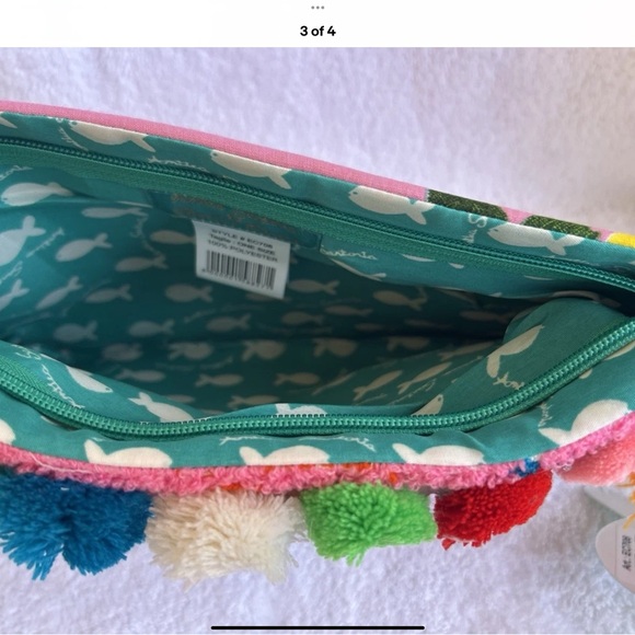 Antica Sartoria Hearts Multicolor Eye Pom Pom Clutch NWT - Picture 3 of 4